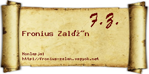 Fronius Zalán névjegykártya
